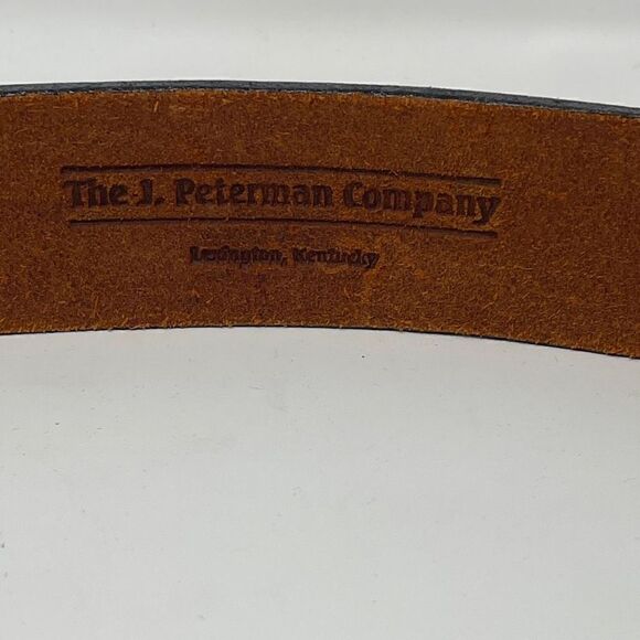 The J. Peterman Company Medium Brown Leather Wide Corset Belt Brass Tone Buckle - Picture 3 of 5